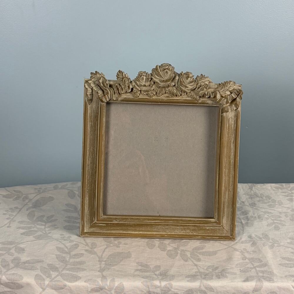 SIA Floral Rose Picture Frame 8x8 French Country Shabby Chic Resin Decor
